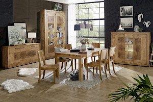 komplettes Esszimmer Wildeiche massiv Z19191-6