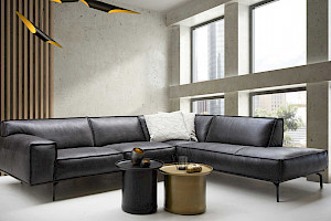 Ledersofa Z22021-1 - schwarz