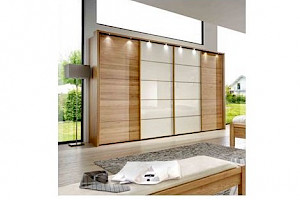 Kleiderschrank 4-türig Eiche/Glas Z22057-2