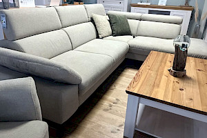 Wohnlandschaft Garnitur Ecksofa Webstoff beige/sand