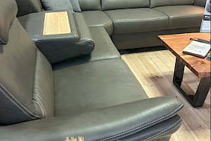 Wohnlandschaft Ecksofa echt Leder grau mit Relaxfunktion