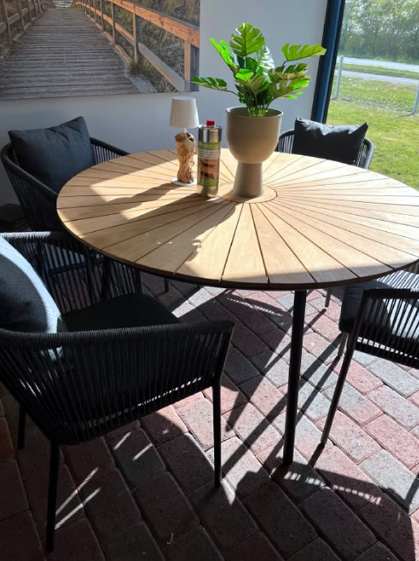 Gartentisch Set inklusive Stühle Teak massiv/ Alu